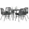 vidaXL 5-tlg. Garten-Essgruppe mit Kissen Schwarz Poly Rattan Glas