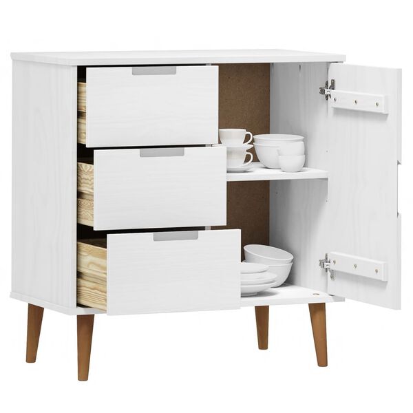 vidaXL Sideboard MOLDE Wei&szlig; 76,5x40x80 cm Massivholz Kiefer