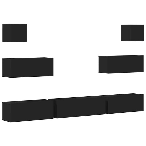 vidaXL 7-tlg. TV-Schrank-Set Schwarz Holzwerkstoff