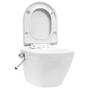 vidaXL Wand-WC ohne Sp&uuml;lrand mit Bidet-Funktion Keramik Wei&szlig;