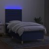 vidaXL Boxspringbett mit Matratze & LED Blau 90x190 cm Stoff
