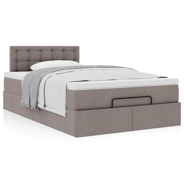 vidaXL Ottoman-Bett mit Matratze Taupe 120x200 cm Stoff