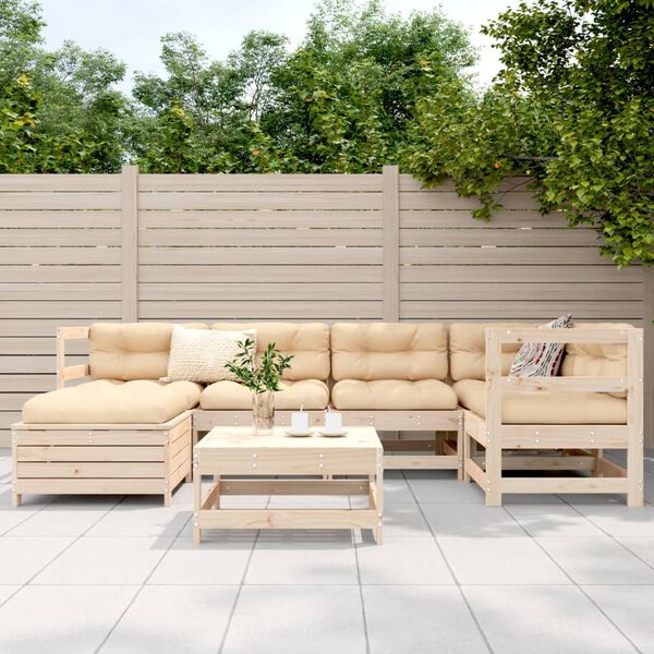 vidaXL 7-tlg. Garten-Sofagarnitur Massivholz Kiefer