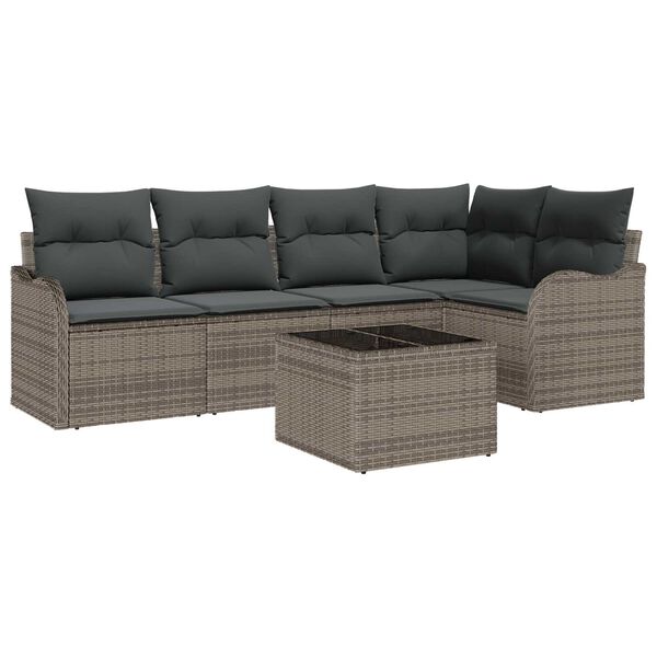 vidaXL Gartensofa-set mit Speicher 6 pcs Schwarz Poly-Rattan