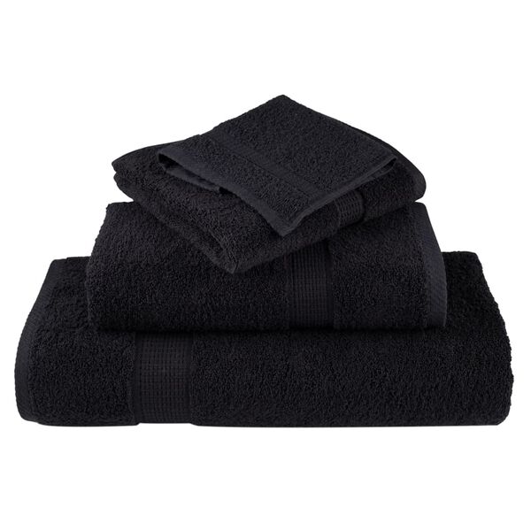 vidaXL Premium-Handt&uuml;cher SOLUND 2 Stk. Schwarz 100x200 cm 600 g/m&sup2;