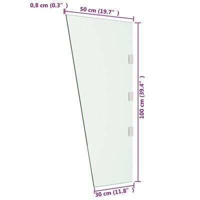 vidaXL Seitenwand für Vordach Transparent 50x100 cm Hartglas
