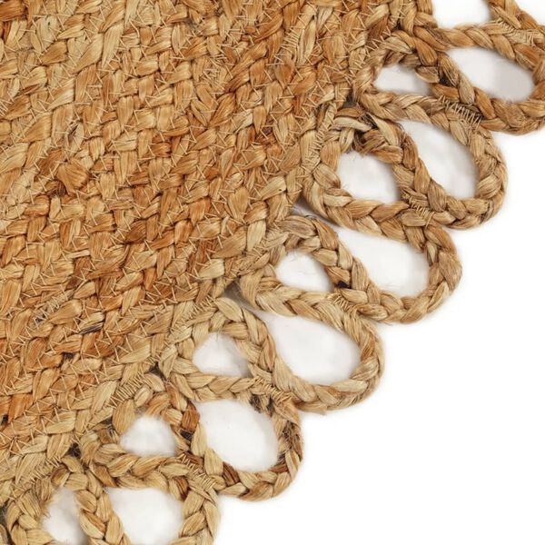 vidaXL Teppich Geflochten mit Wellenrand 90 cm Jute Rund