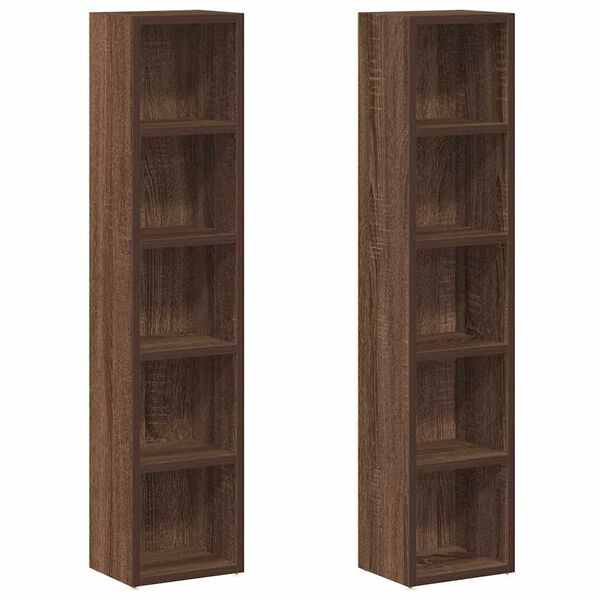 vidaXL CD-Regale 2 Stk. Braun Eichen-Optik 21x16x93,5 cm Holzwerkstoff