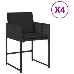 vidaXL Gartenst&uuml;hle mit Kissen 4 Stk. Schwarz Poly Rattan