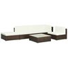vidaXL 6-tlg. Garten-Lounge-Set mit Auflagen Poly Rattan Braun