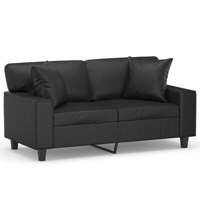 vidaXL 2-Sitzer-Sofa mit Kissen Schwarz 120 cm Kunstleder