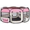 vidaXL Faltbarer Welpenlaufstall mit Tragetasche Rosa 145x145x61 cm