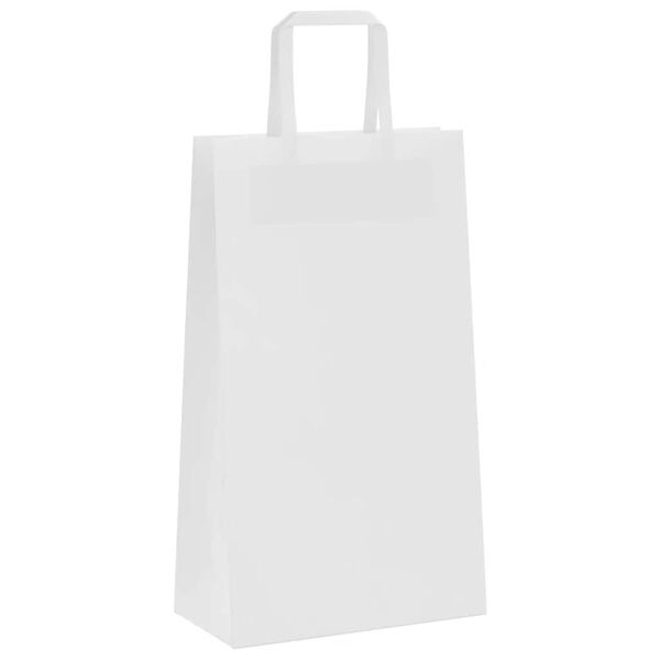 vidaXL Papiertragetaschen 50 Stk. mit Henkeln Wei&szlig; 21x11x36 cm