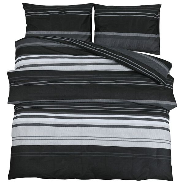 vidaXL Bettw&auml;sche-Set Schwarz und Wei&szlig; 240x220 cm Baumwolle