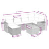 vidaXL 7-tlg. Garten-Sofagarnitur mit Kissen Schwarz Poly Rattan