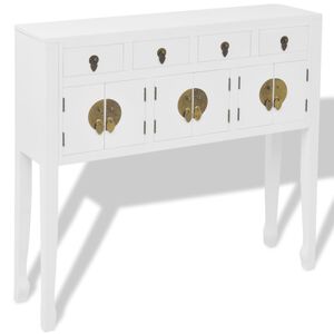 vidaXL Sideboard Chinesischer Stil Massivholz Wei&szlig;