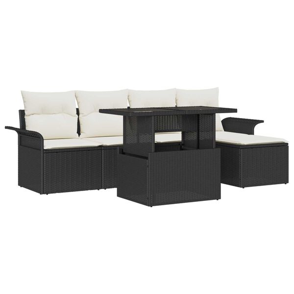 vidaXL Garten-Sofa-Set mit Kissen 8 pcs Schwarz Poly Rattan