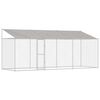 vidaXL Hundek&auml;fig mit Dach Silber 600 x 200 x 256 cm Stahl und PE