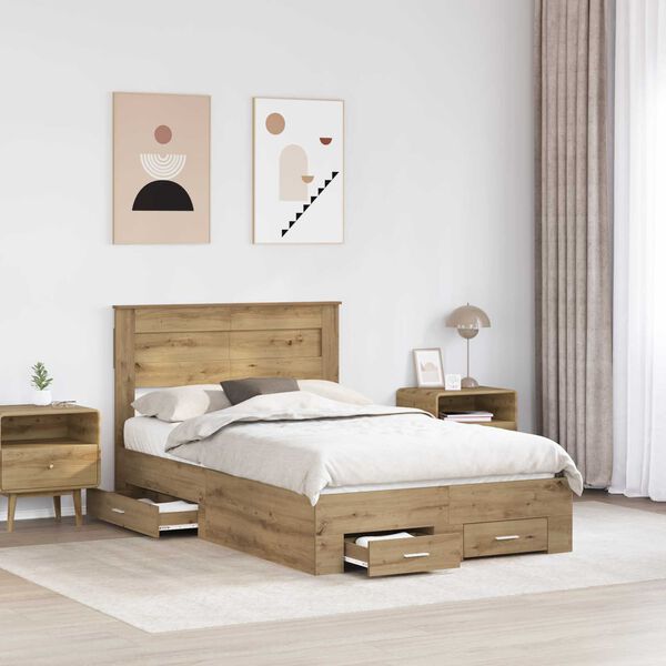 vidaXL Bettrahmen Artisan-Eiche 120 x 190 cm Holzwerkstoff
