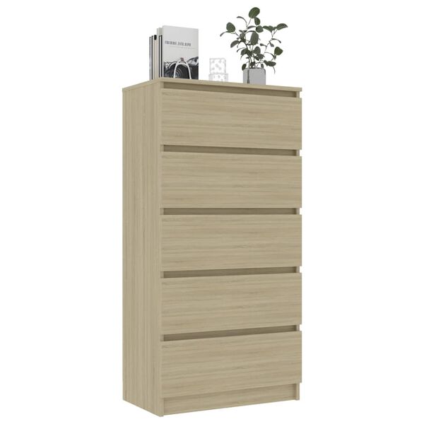 vidaXL Sideboard mit Schubladen Sonoma-Eiche 60x35x121cm Holzwerkstoff