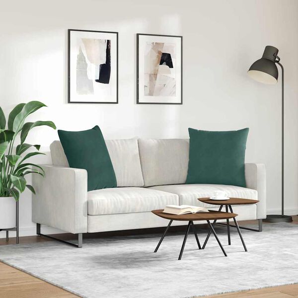 vidaXL Sofakissen 2 St&uuml;ck Dunkelgr&uuml;n 80 x 80 cm Cordstoff