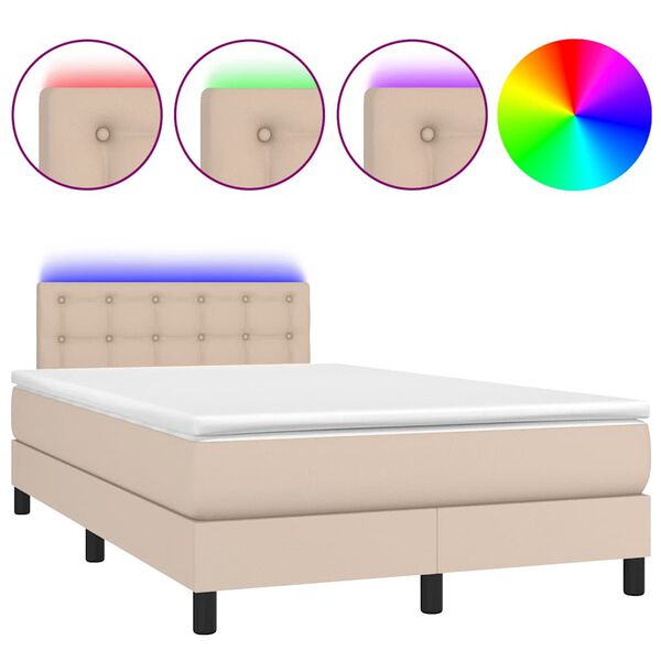 vidaXL Boxspringbett mit Matratze & LED Cappuccino-Braun 120x190 cm