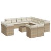 vidaXL 14-tlg. Garten-Sofagarnitur mit Kissen Beige Poly Rattan