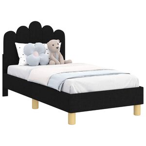 vidaXL Kinderbettgestell mit Kopfteil Schwarz 70 x 140 cm Stoff