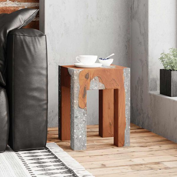 vidaXL Hocker Massivholz Teak und Harz