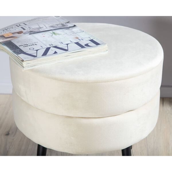 Venture Home Hocker Pot 40x40x40 cm Samt Schwarz und Hellbeige