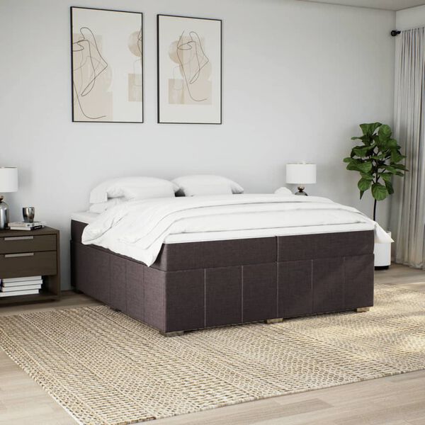 vidaXL Boxspringbett mit Matratze Dunkelbraun 200x200 cm Stoff