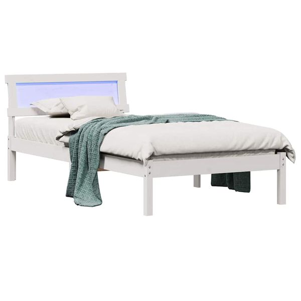 vidaXL Bettrahmen mit Kopfteil Wei&szlig; 80 x 200 cm Massives Kiefernholz