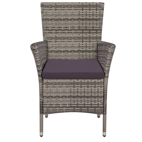 vidaXL Gartenst&uuml;hle 2 Stk. mit Auflagen Poly Rattan Grau