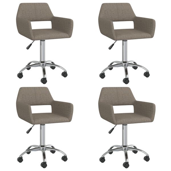 vidaXL Esszimmerst&uuml;hle 4 Stk. Drehbar Taupe Stoff