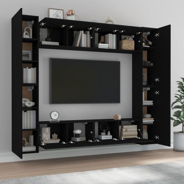 vidaXL 8-tlg. TV-Schrank-Set Schwarz Holzwerkstoff