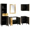 vidaXL Badezimmerschrank-Set 5 pcs Schwarz und Gold Massivholz Mango