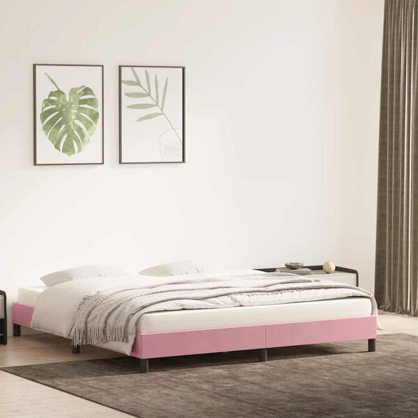vidaXL Bettgestell ohne Matratze Rosa 200x220 cm Samt