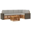 vidaXL Ecksofa Set 6 pcs Nat&uuml;rlich und Hellgrau Massivholz Akazie