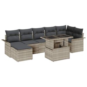 vidaXL Sofa Set 8 stk. Hellgrau Poly-Rattan