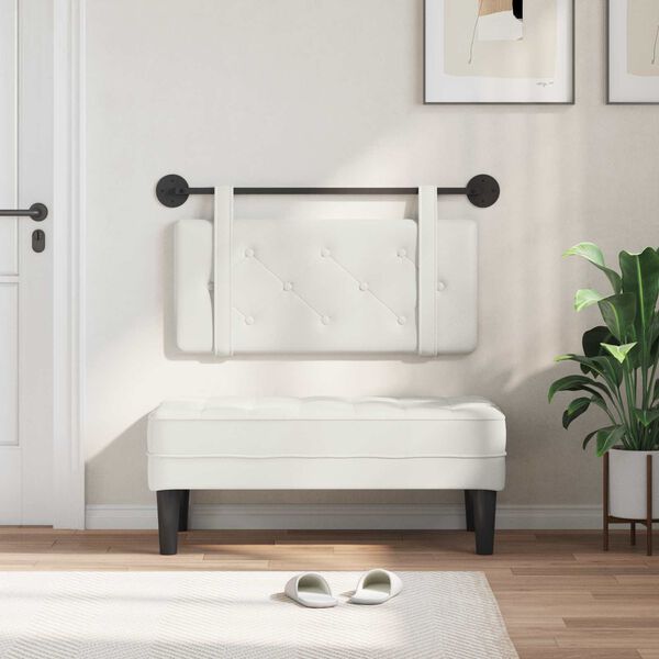 vidaXL H&auml;ngevorderseite Wandmontiert Wei&szlig; 90 cm Kunstleder