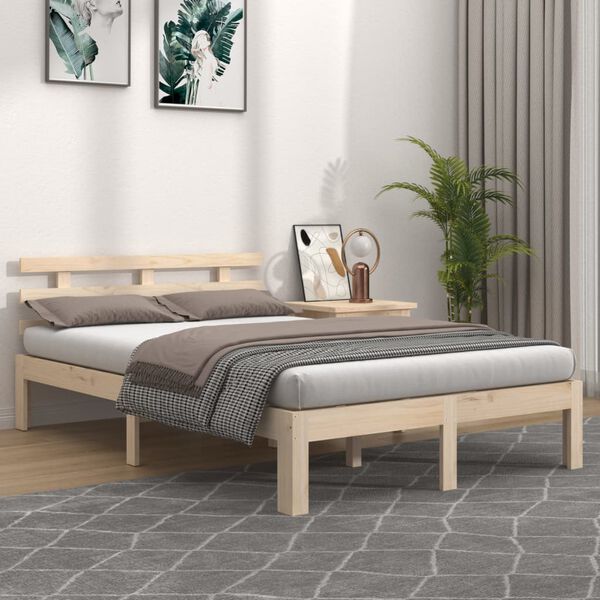 vidaXL Massivholzbett 140x190 cm