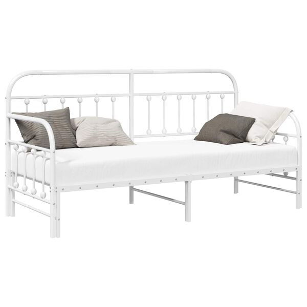 vidaXL Tagesbettrahmen Wei&szlig; 75 x 190 cm Pulverbeschichteter Stahl