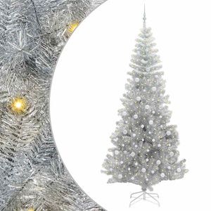 vidaXL Weihnachtsbaum mit 300 LEDs mit St&auml;nder Silber 240 cm PET