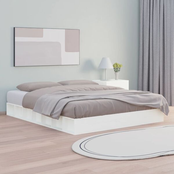 vidaXL Massivholzbett Wei&szlig; 150x200 cm