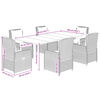 vidaXL 7-tlg. Garten-Essgruppe mit Kissen Beige Poly Rattan