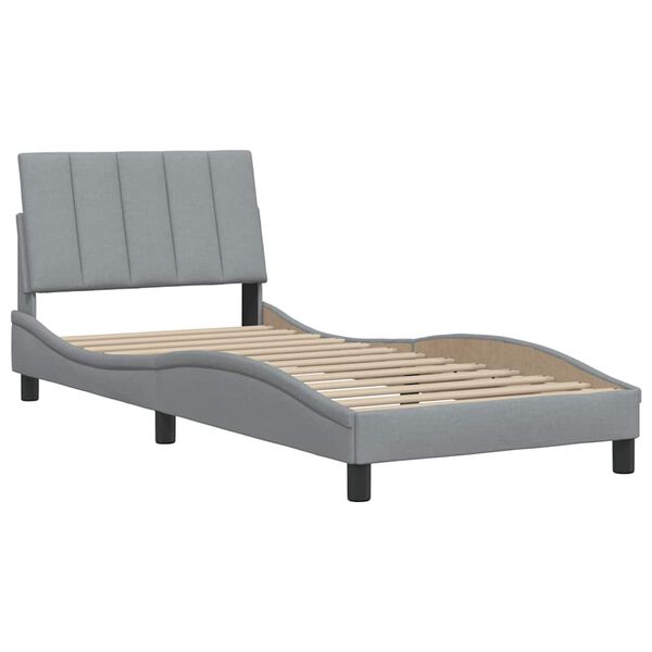 vidaXL Bettgestell ohne Matratze "Hanko" Hellgrau 90x190 cm Stoff