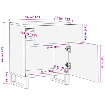 vidaXL Nachttisch 50x34x60 cm Massivholz Akazie