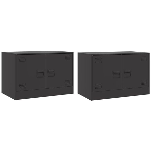 vidaXL TV-Schr&auml;nke 2 Stk. Schwarz 67x39x44 cm Stahl