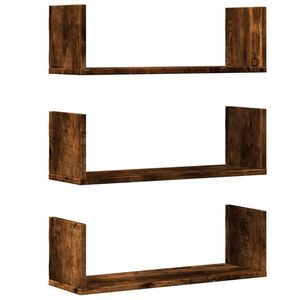 vidaXL Wandregale 3 Stk. R&auml;uchereiche 58x18x18 cm Holzwerkstoff