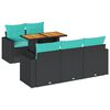 vidaXL 6-tlg. Garten-Sofagarnitur mit Kissen Schwarz Poly Rattan
